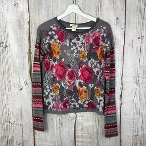 Sundance Floral Knit Cotton Blend Sweater Size XS   348